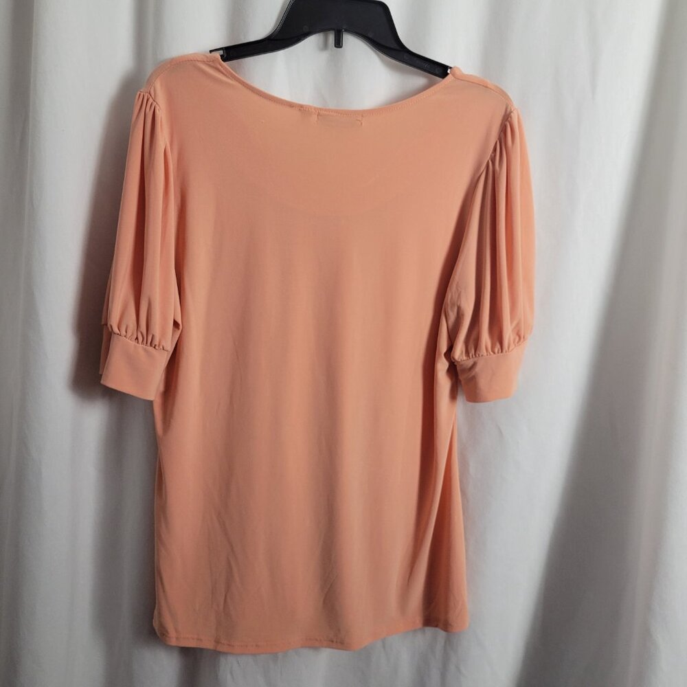 Notations Blouse NEW Peach XL NWT Dressy Feminine Workwear Pleat Metal clip BOHO - Picture 3 of 11